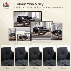 L-shaped sofa with adjustable chaise longue, wooden legs, black