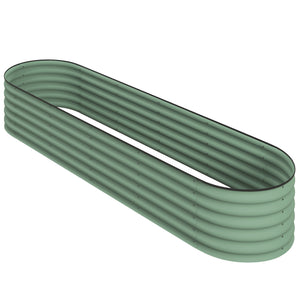 Raised galvanized steel planter with safety rim, green 