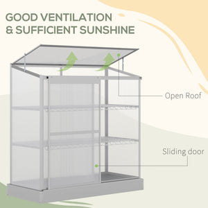 Aluminium cold frame greenhouse, raised protection for planters with a retractable roof