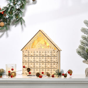 24-day illuminated wooden Christmas Advent calendar