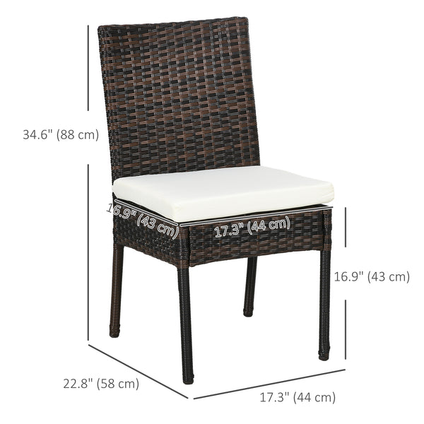 Synthetic Rattan Outdoor Dining Chairs with Cushion, Brown