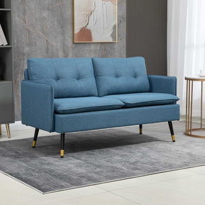 Dark Blue Button Tufted Loveseat Sofa