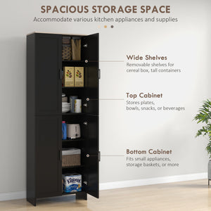 4-door kitchen cabinet with adjustable shelves, black