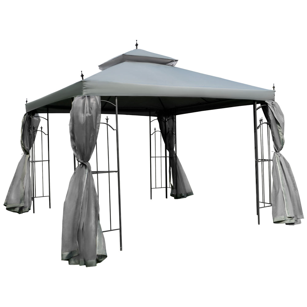 10 x 10 steel gazebo with removable mesh curtains, grey