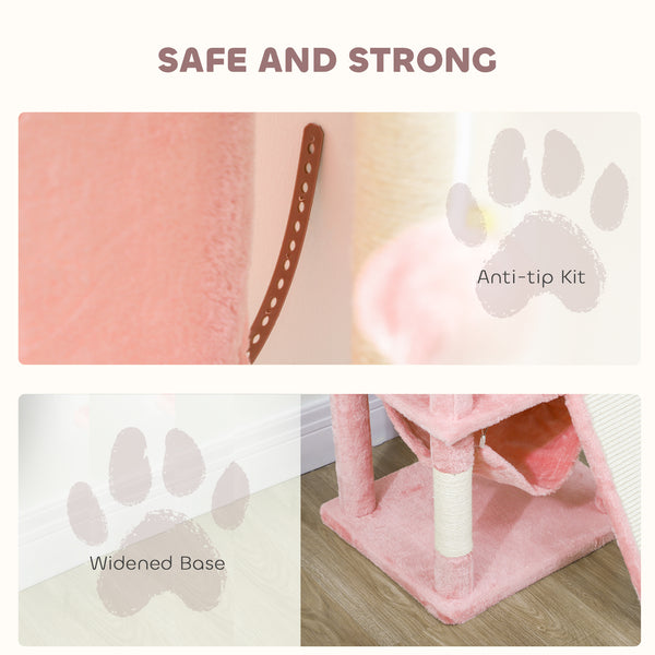 178cm Multi-Level Cat Tree with 2 Cabins, 2 Perches, Hammock, Play Balls, Pink