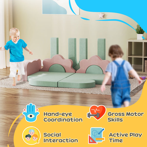 12-Piece Climbing Toys with Ball Pit (Balls Not Included), Green