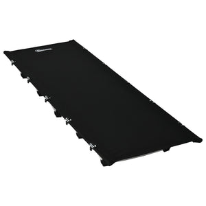 Lightweight aluminum camp bed with sturdy stand and carrying bag, black