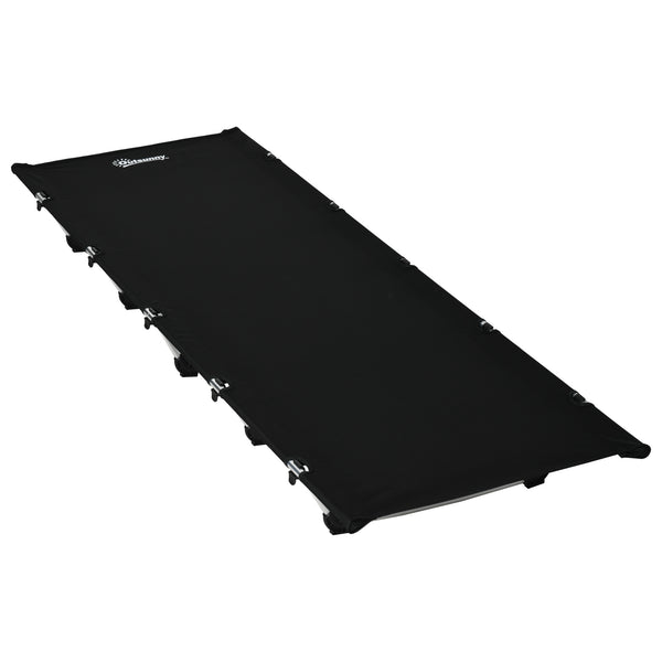 Lightweight aluminum camp bed with sturdy stand and carrying bag, black