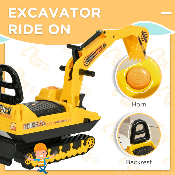 Self-propelled excavator with backhoe and under-seat storage