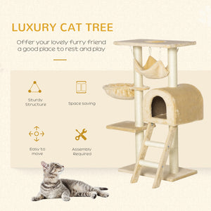 99cm Deluxe Cat Tree with Scratching Post, Condo, Activity Center, Beige