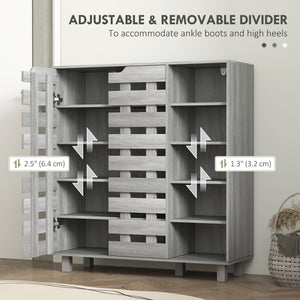 21 Pair Shoe Cabinet with 5 Tier Double Door Cabinet, Light Grey