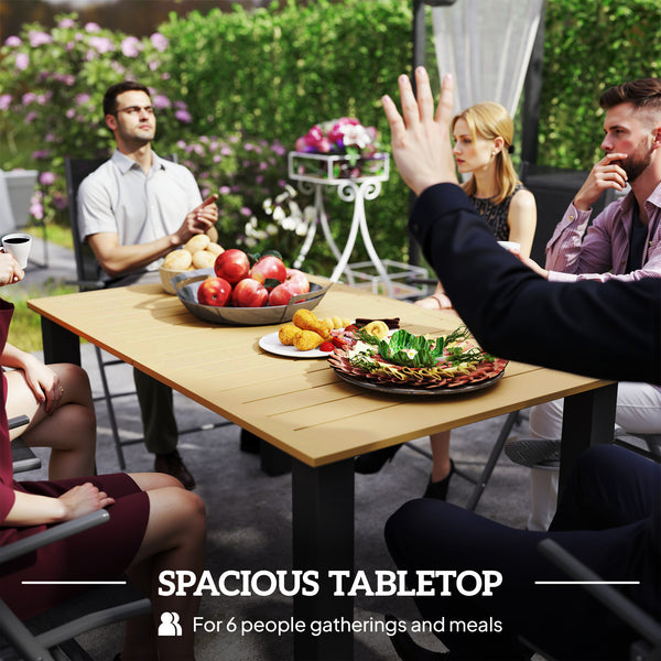Outdoor patio table with parasol hole, brown