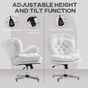 Office chair without armrests with wide, padded seat, white.
