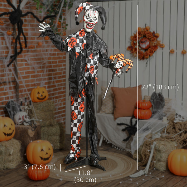Life-size animated clown, glowing red eyes, sound-activated scary Halloween decorations