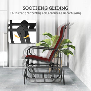 Breathable Mesh Fabric Sliding Chair, Outdoor Rocking Chair, Burgundy