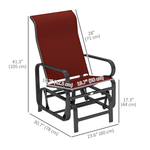 Breathable Mesh Fabric Sliding Chair, Outdoor Rocking Chair, Burgundy