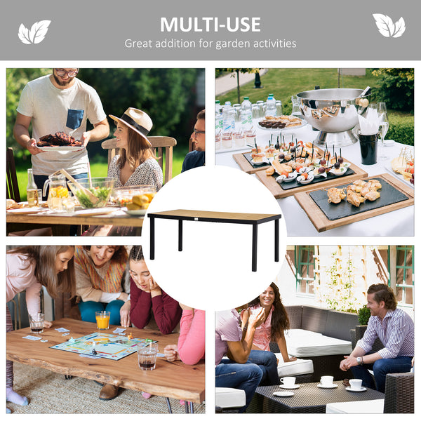 Rectangular garden table with aluminum frame