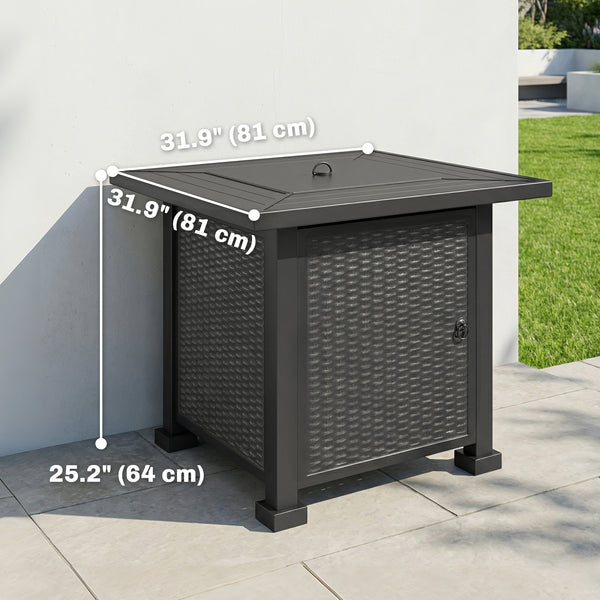 32 in. 50,000 BTU Propane Fire Pit Table, Wind Guard, Cover, CSA Certified, Black