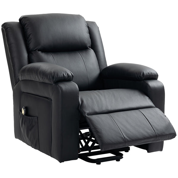 Black Leatherette Power Recliner Lift Chair with Remote Control