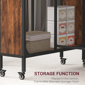 Folding dining table with storage shelf, rustic brown