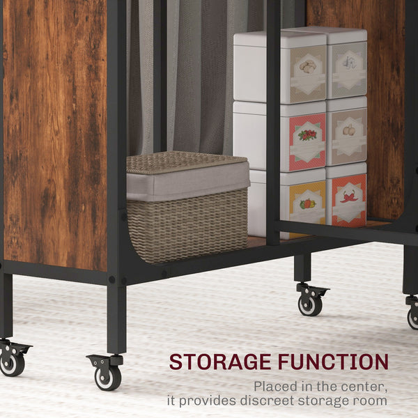 Folding dining table with storage shelf, rustic brown
