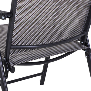 Set of 2 comfortable folding patio chairs with armrests, black