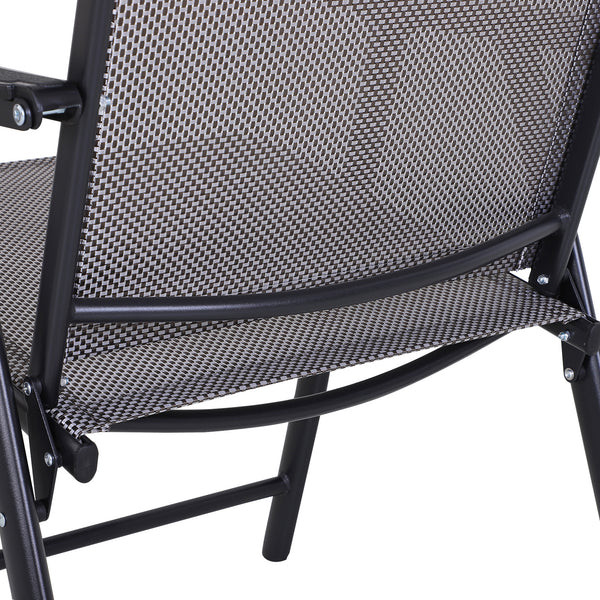 Set of 2 comfortable folding patio chairs with armrests, black