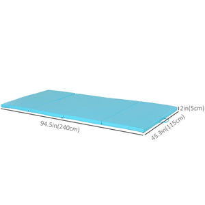 1.22m x 2.42m x 5.1cm Folding Gym Mat with Carry Handles, Light Blue