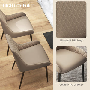 Set of 2 upholstered kitchen chairs, beige