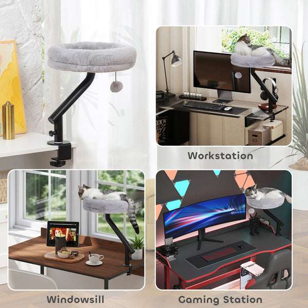 360° rotating and height-adjustable cat desk bed