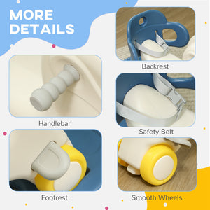 4-in-1 Rocking Horse with Removable Balance Board and Push Handle, Blue