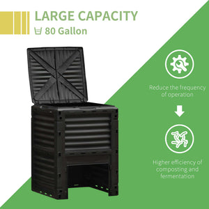 80 gallon (303 litre) garden composter, black.