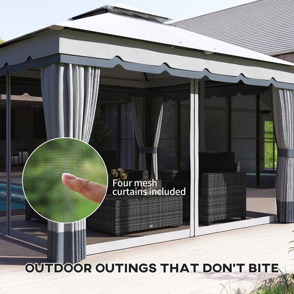 10' x 12' Double Roof Garden Gazebo, Outdoor Shelter with Netting and Curtains, for Garden, Lawn and Patio 