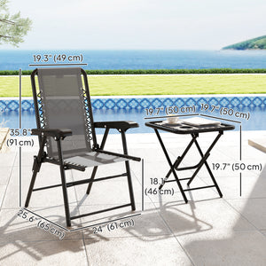 Outdoor folding metal table and chairs set with cup holders