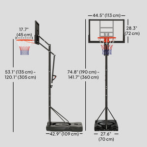 1.3-3m Portable Basketball Hoop with Wheels