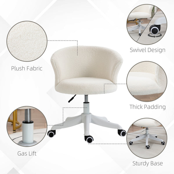 Soft, armless office chair with adjustable height, white
