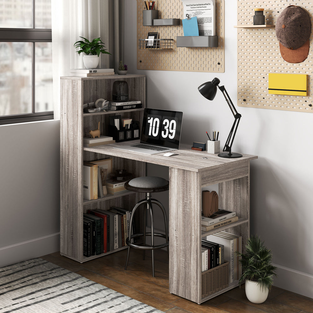Computer desk with storage and shelf