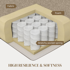 Fabric armchair with seat cushion and non-slip glides, light brown