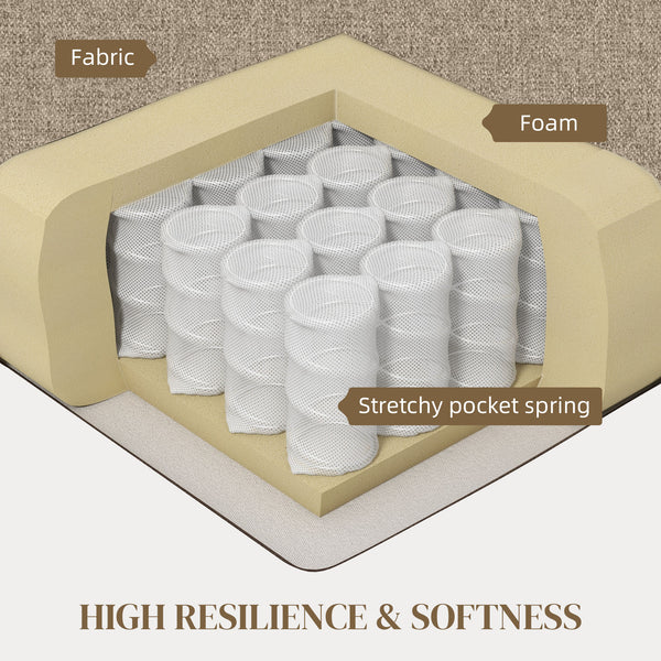 Fabric armchair with seat cushion and non-slip glides, light brown