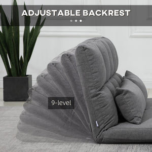 2-seater folding sofa bed with 9-position backrest and 2 cushions, grey