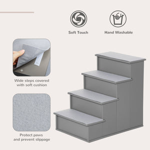 Dog stairs with non-slip mat, 40 x 59 x 54 cm, grey