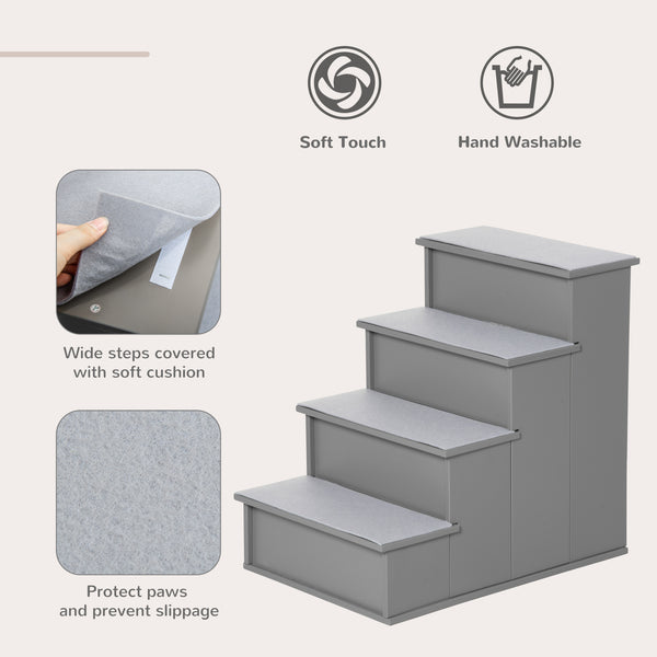 Dog stairs with non-slip mat, 40 x 59 x 54 cm, grey