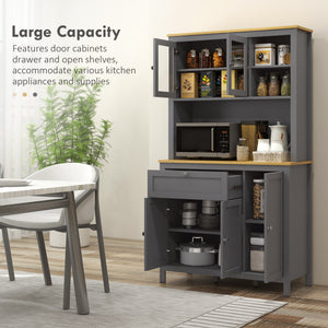 5-door kitchen cabinet with adjustable shelves, gray