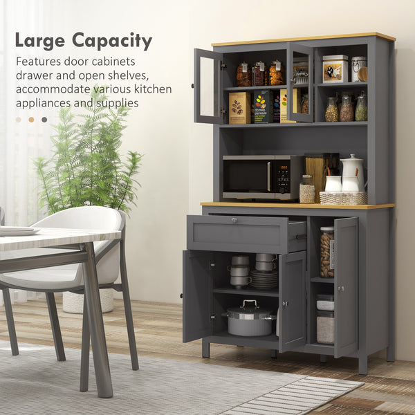 5-door kitchen cabinet with adjustable shelves, gray