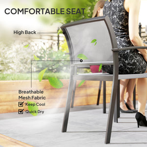 9-Piece Patio Dining Set with Stacking Chairs, Gray