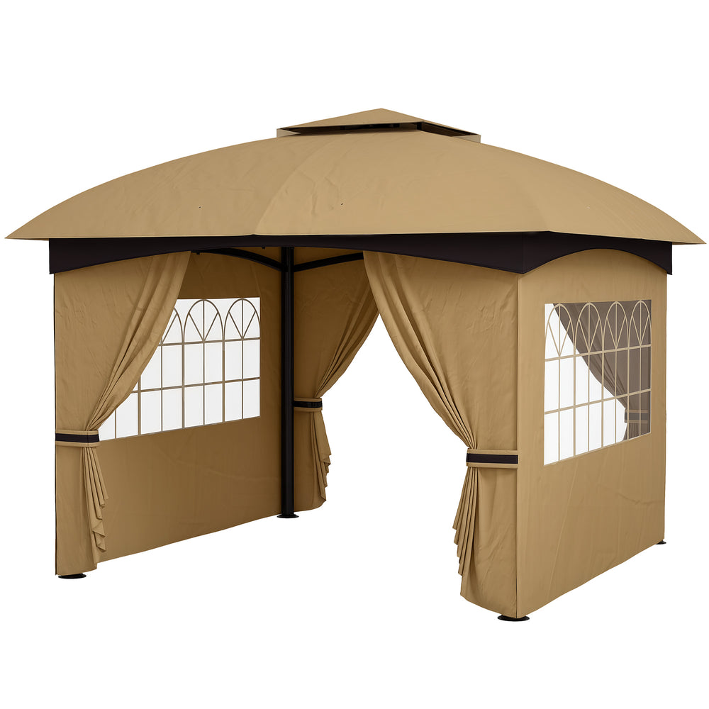 11 x 11 gazebo with curtains, windows and galvanized steel frame, beige