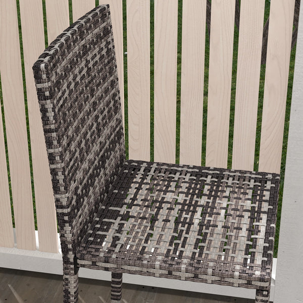 3-piece garden bar set in woven rattan, grey