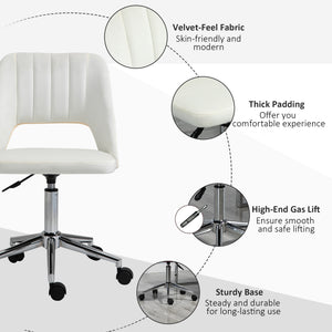 Cream white velvet mid-back office chair