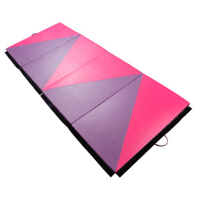 1.22m x 3m x 5cm Folding Gym Mat with Carry Handles, Pink and Purple