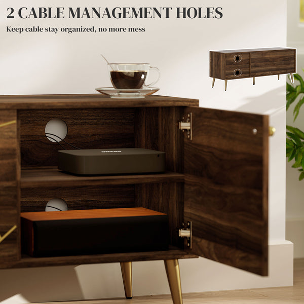 Modern TV Stand for TVs up to 60 inches, with Adjustable Shelves, Rustic Brown